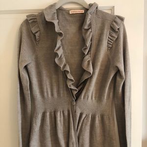 REBECCA TAYLOR Flirty Ruffle Cardigan Sweater.